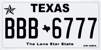 TX license plate BBB6777