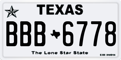 TX license plate BBB6778