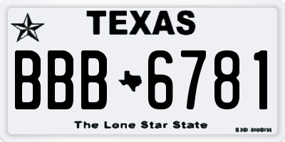 TX license plate BBB6781