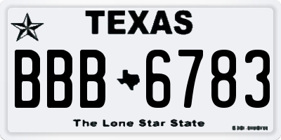 TX license plate BBB6783