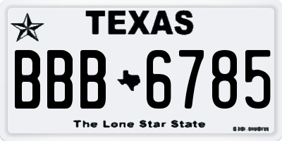 TX license plate BBB6785