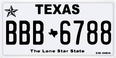 TX license plate BBB6788