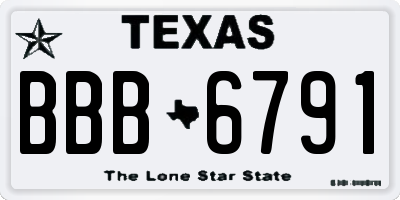 TX license plate BBB6791