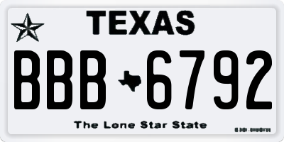 TX license plate BBB6792