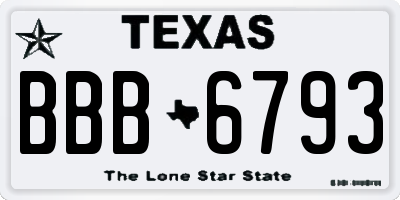TX license plate BBB6793