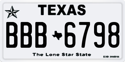 TX license plate BBB6798