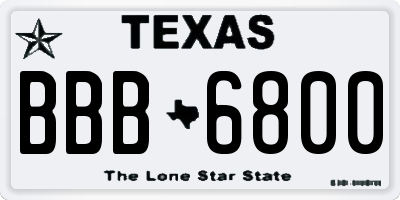 TX license plate BBB6800