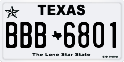 TX license plate BBB6801