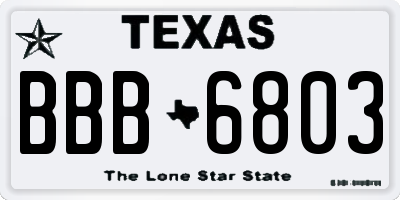 TX license plate BBB6803