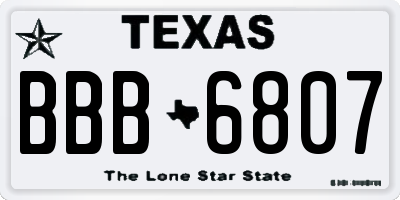 TX license plate BBB6807