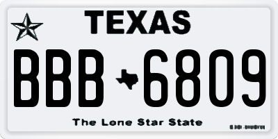 TX license plate BBB6809