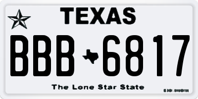 TX license plate BBB6817