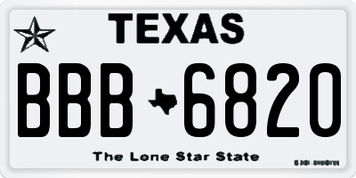 TX license plate BBB6820