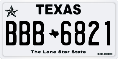 TX license plate BBB6821