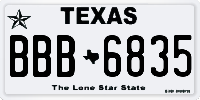 TX license plate BBB6835