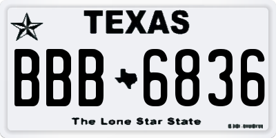 TX license plate BBB6836