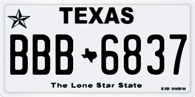 TX license plate BBB6837
