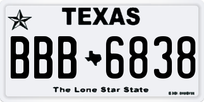 TX license plate BBB6838