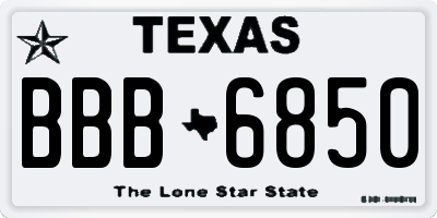 TX license plate BBB6850