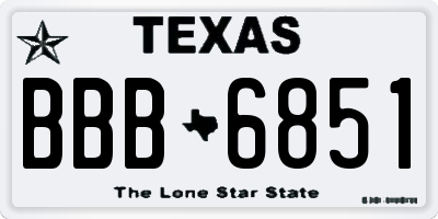 TX license plate BBB6851