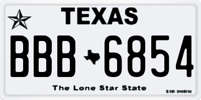 TX license plate BBB6854