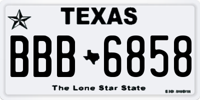 TX license plate BBB6858