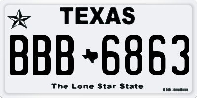 TX license plate BBB6863