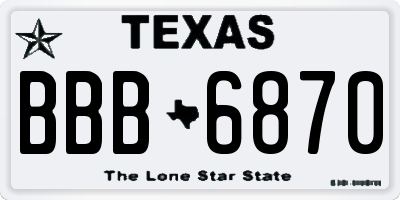 TX license plate BBB6870