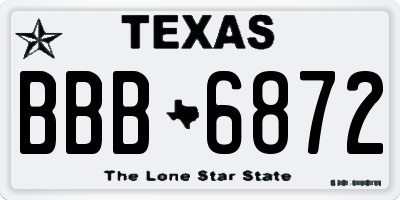 TX license plate BBB6872