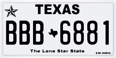 TX license plate BBB6881