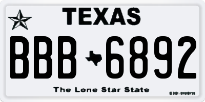 TX license plate BBB6892