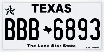 TX license plate BBB6893