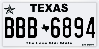 TX license plate BBB6894