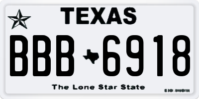 TX license plate BBB6918