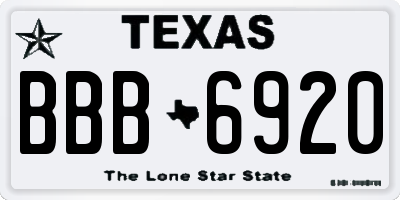 TX license plate BBB6920