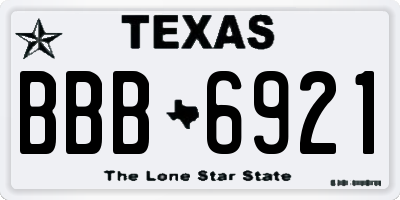 TX license plate BBB6921