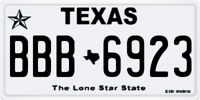 TX license plate BBB6923