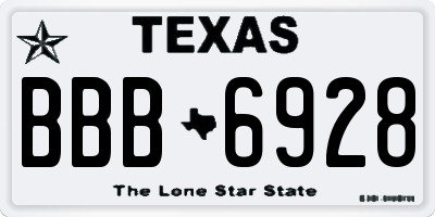 TX license plate BBB6928