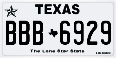 TX license plate BBB6929