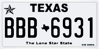 TX license plate BBB6931