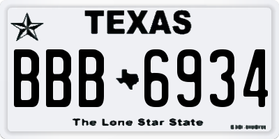 TX license plate BBB6934