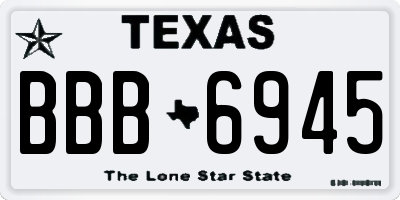TX license plate BBB6945
