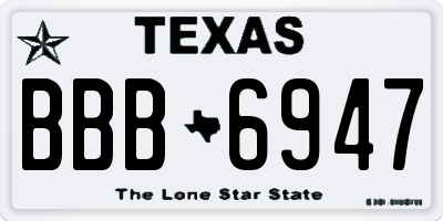 TX license plate BBB6947