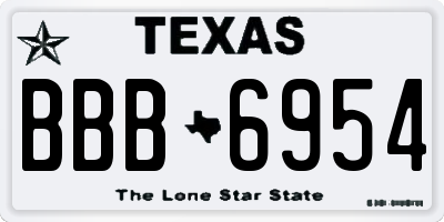 TX license plate BBB6954