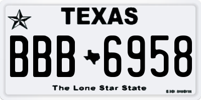 TX license plate BBB6958