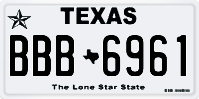 TX license plate BBB6961