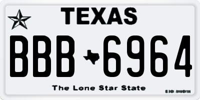 TX license plate BBB6964