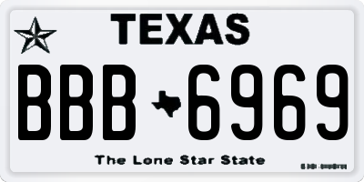 TX license plate BBB6969