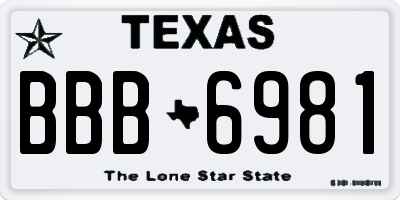 TX license plate BBB6981