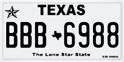 TX license plate BBB6988